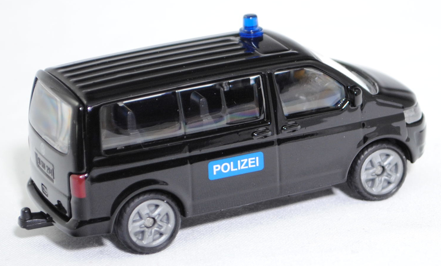 00000 VW T5 GP Multivan Highline 2.0 TDI (Typ 2 Transporter 5, Typ 7E, GP 2009, Modell 2009-2015) Sondereinsatzkommando, schwarz, POLIZEI, SIKU SUPER, 1:61, P29f