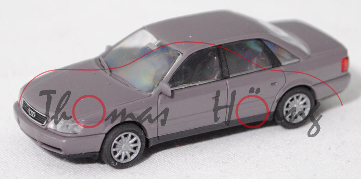 Audi A6 2.8 quattro (Baureihe C4, Typ 4A, Modell 1994-1997), violettgrau, Rietze, 1:87, Werbebox