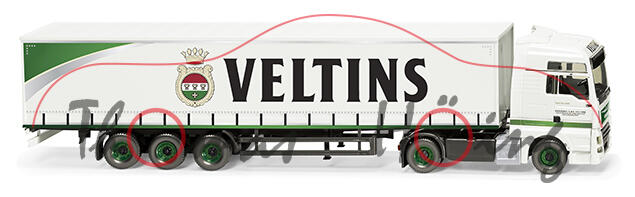 MAN TGX (Modell 2017-2019) Gardinenplanensattelzug, weiß, VELTINS, Wiking, 1:87, mb