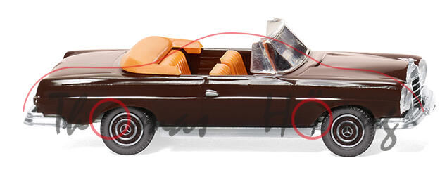 Mercedes-Benz 280 SE Cabriolet (W 111, Modell 1967-1971), schokoladenbraun, Wiking, 1:87, mb