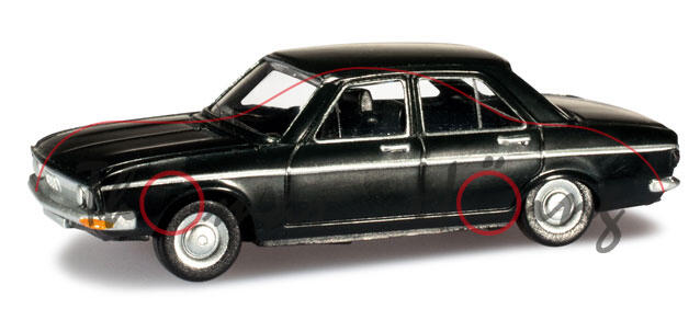 Audi 100 LS (C1, Typ F104), Modell 1968-1976, schwarz, Herpa, 1:87, mb