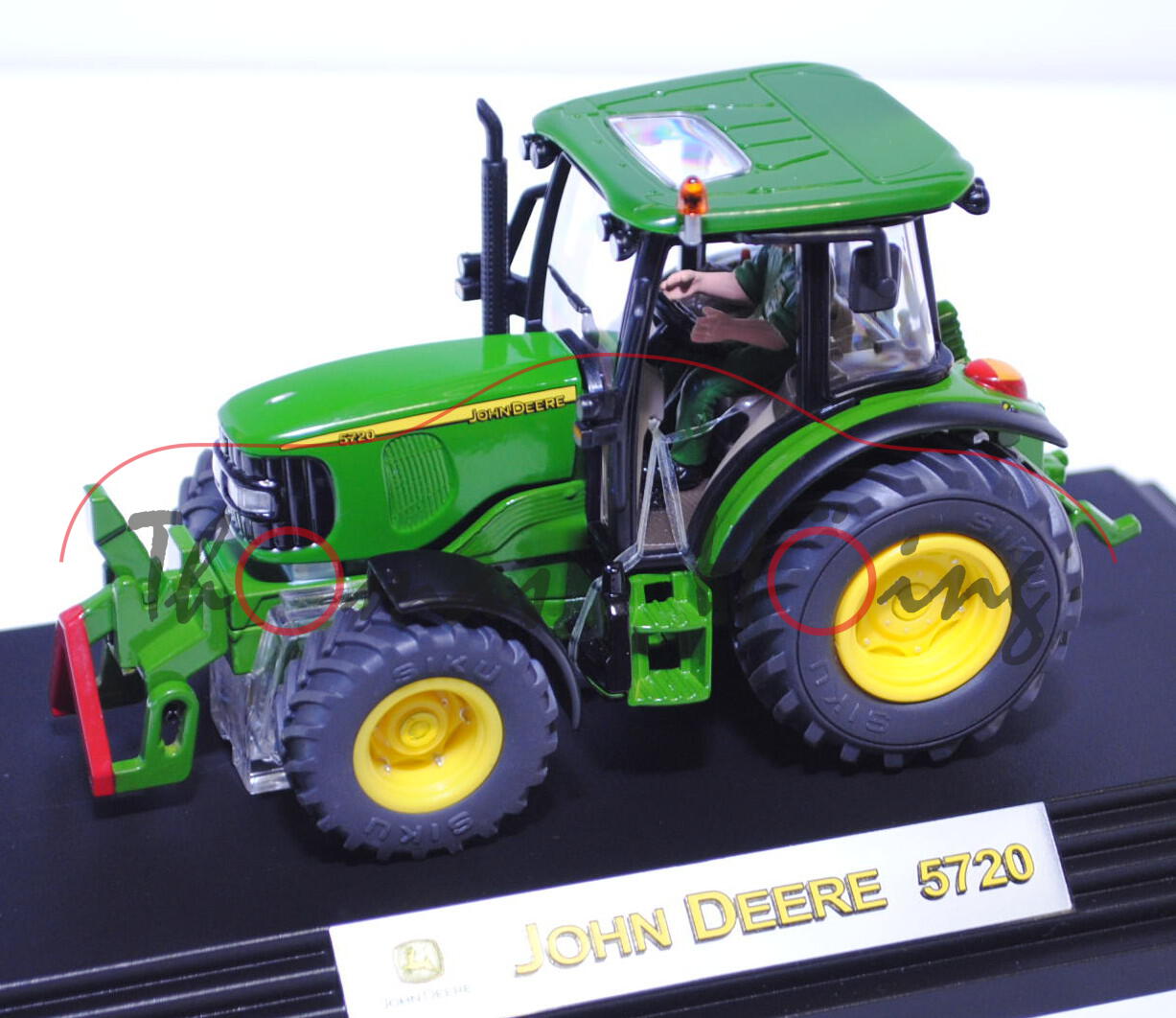 John Deere 5720, smaragdgrün/zinkgelb, mit vielen Drucken und Detailaufwertungen, SIKU FARMER+, 1:32