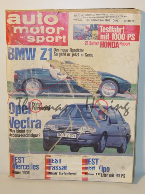 auto motor und sport, Heft 20, 23. September 1988, Umschlagseite beschädigt