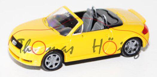 Audi TT Roadster (Typ 8N), Modell 1999-2006, verkehrsgelb, mit Heckspoiler, Rietze, 1:87, mb