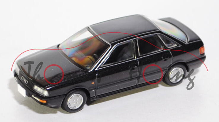 Audi 90 2.3E (B3, Typ 89), Modell 1987-1991, schwarz metallic, TOMYTEC, 1:64, mb