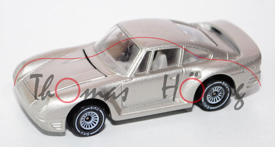 00006 Porsche 959 (Modell 1986-1988), champagnermetallic, innen reinweiß, Lenkrad reinweiß, Heckflüg