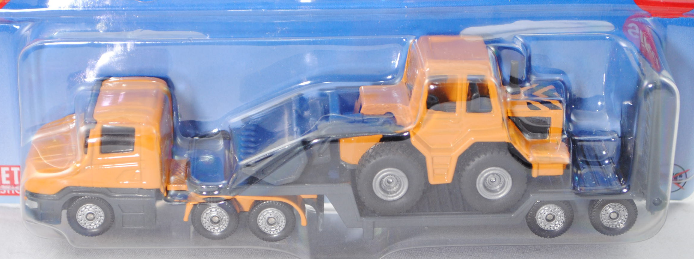 00001 Scania CT14 (Typ Serie 4, T-Fahrerhaus, Basis, Modell 1995-2004) Tieflader mit Frontlader, chr