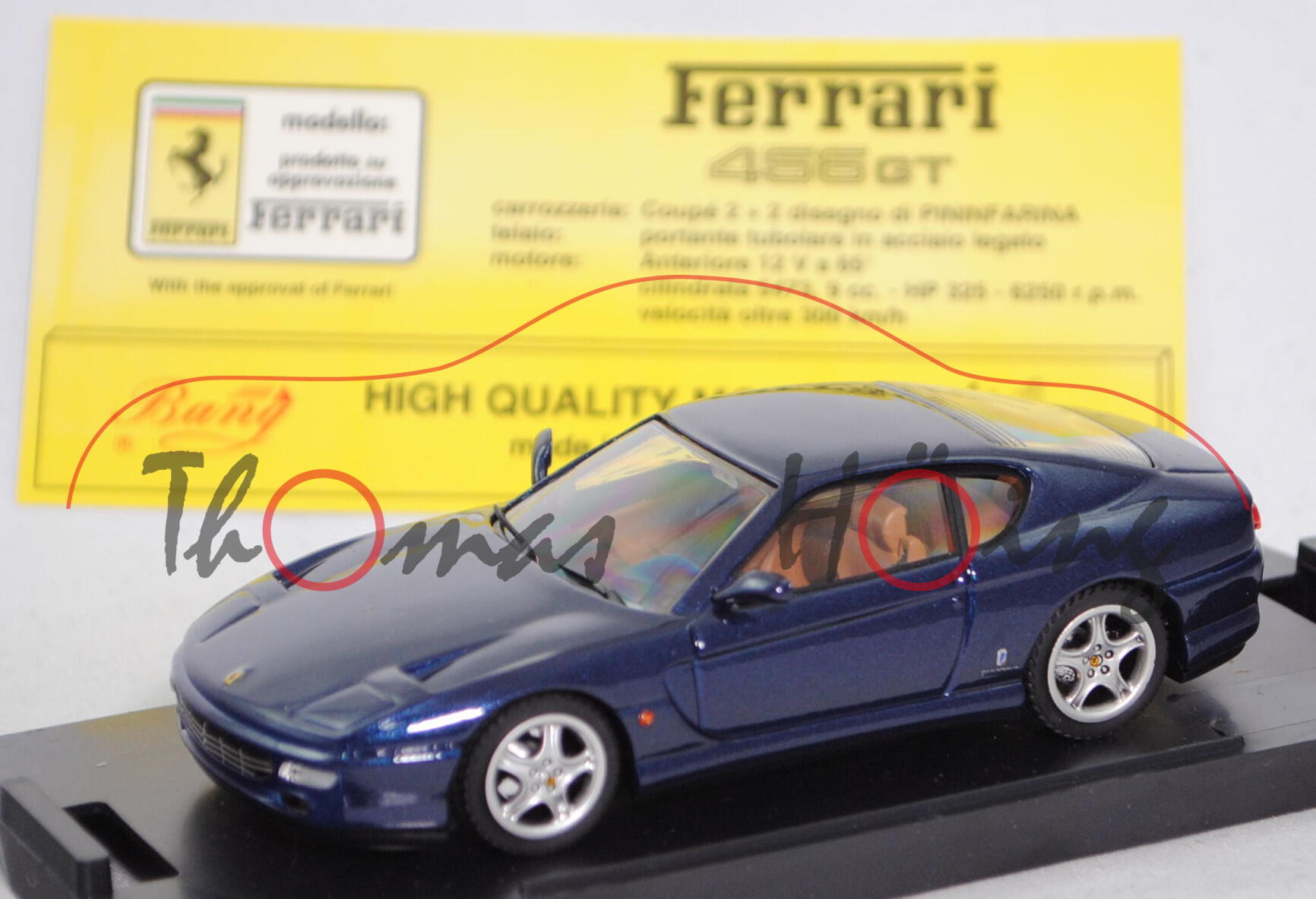 Ferrari 456 GT (Design: Pininfarina, Modell 1993-1998), stahlblaumetallic, Revell® / Bang, 1:43, mb