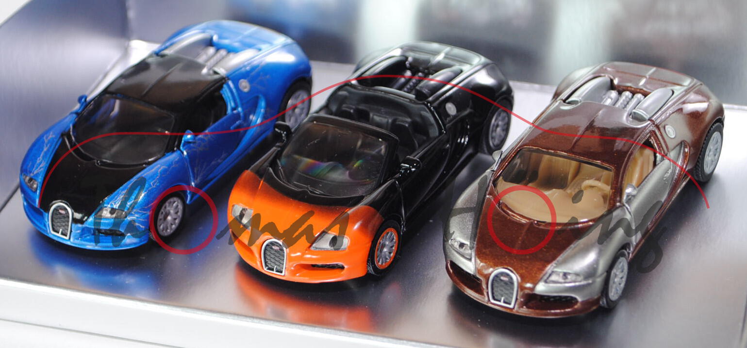 00701 Bugatti-Set 2: EB 16.4 Veyron + EB 16.4 Veyron Grand Sport, Werbeschachtel, Limited Edition