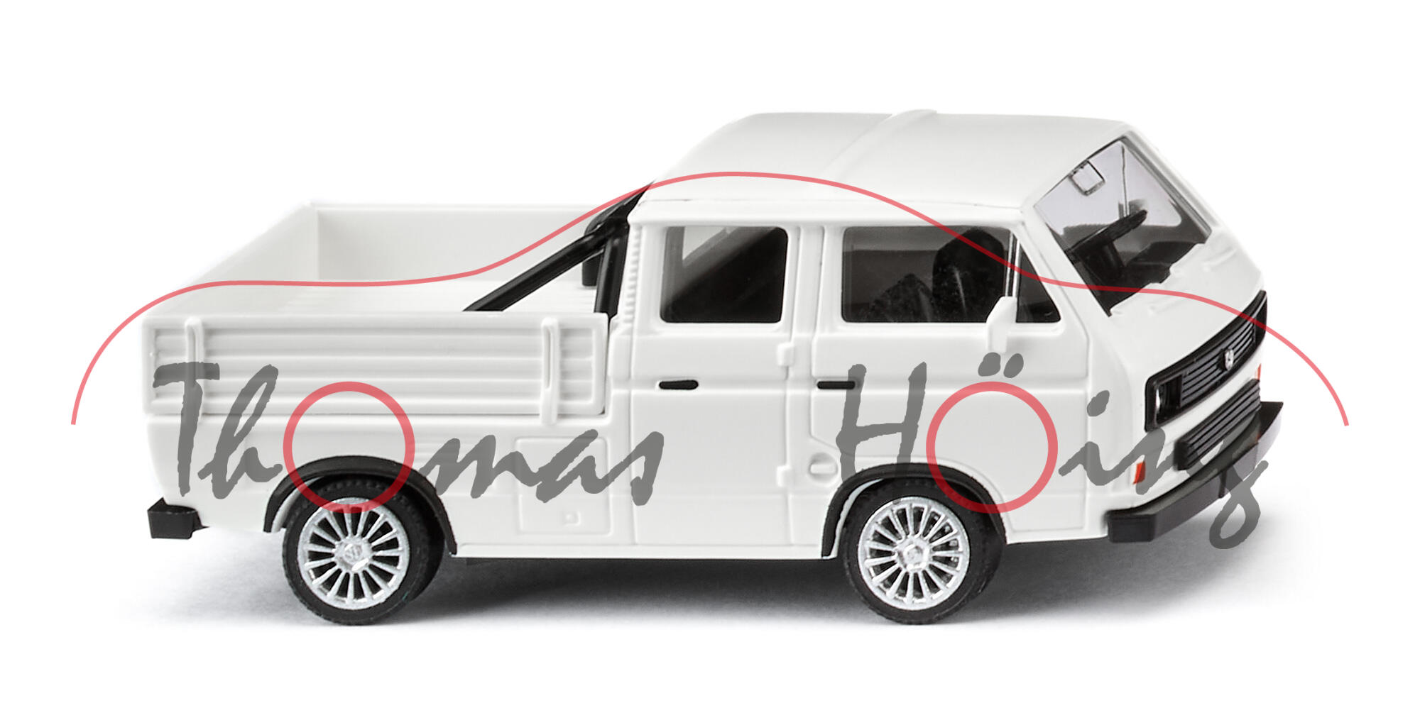 VW Transporter T3 Doppelkabine (3. Gen., Typ 2 Transporter 3 (T3, Modell '80), Modell 1982-1992), weiß, Wiking, 1:87, mb