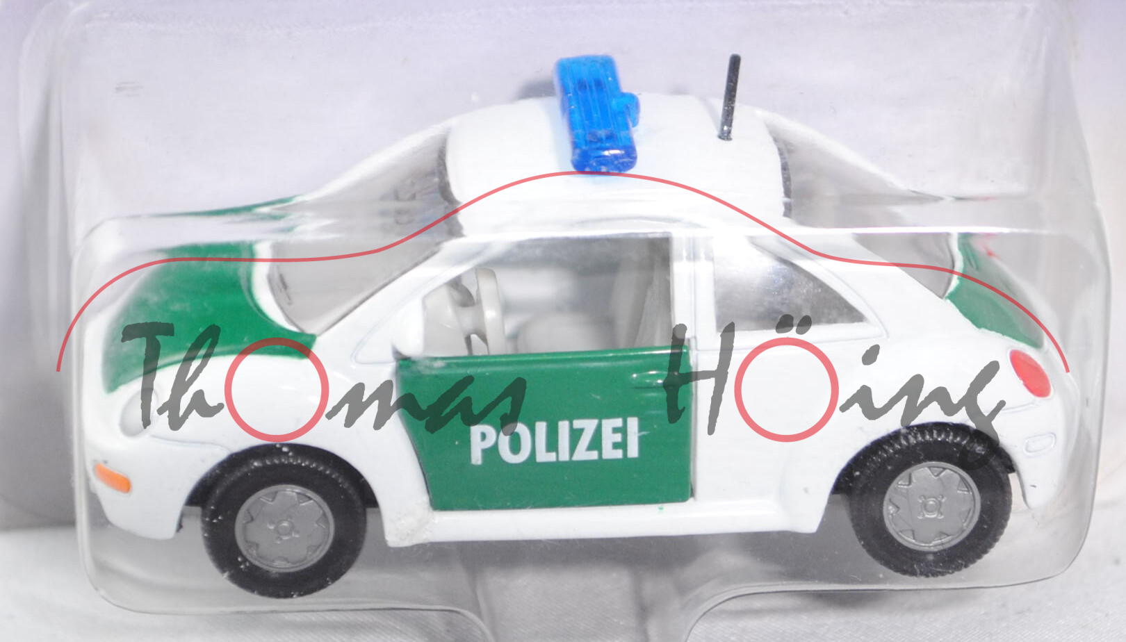 00000 VW New Beetle 2.0 (Typ 9C, Modell 1998-2001) Polizei, reinweiß/hell-moosgrün, innen lichtgrau,