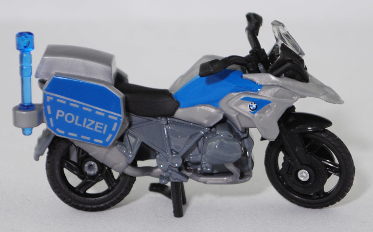 00000 BMW R 1250 GS LCI (5. Generation, Typ K50 (0J91), Facelift 2020, Modell 2020-2023) Polizei Motorrad, silbergrau/basaltgrau, POLIZEI, SIKU SUPER, 1:35, P29f