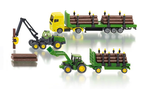 John Deere Forst-Set, bestehend aus John Deere Harvester (1652), MAN TGA Holz-Transport-LKW (1659), 