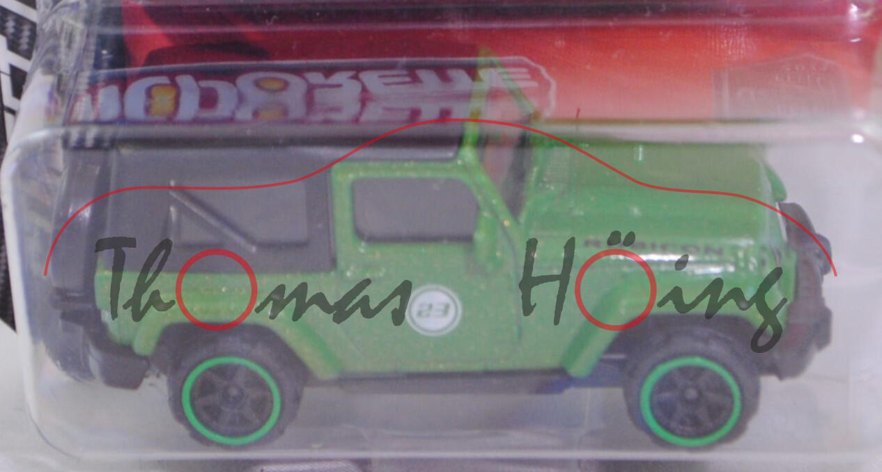 Jeep Wrangler Rubicon mit Hardtop (Typ JK, Mod. 07-18), grasgrünmetallic, majorette, 1:60, Blister (Limted)