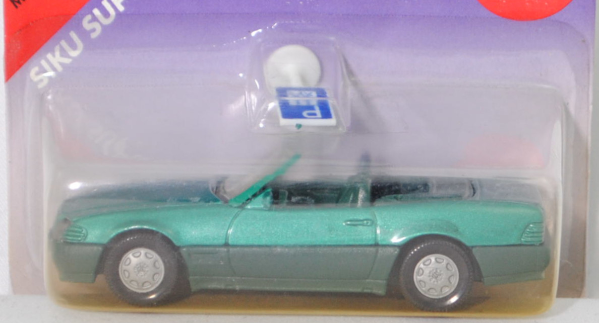 00004 Mercedes-Benz 500 SL (R 129, Modell 1989-1992), türkisgrünmetallic, Stern im Kühlergrill silber, Heckklappe mit Stern, Hong, B7, SIKU SUPER, 1:55, P27