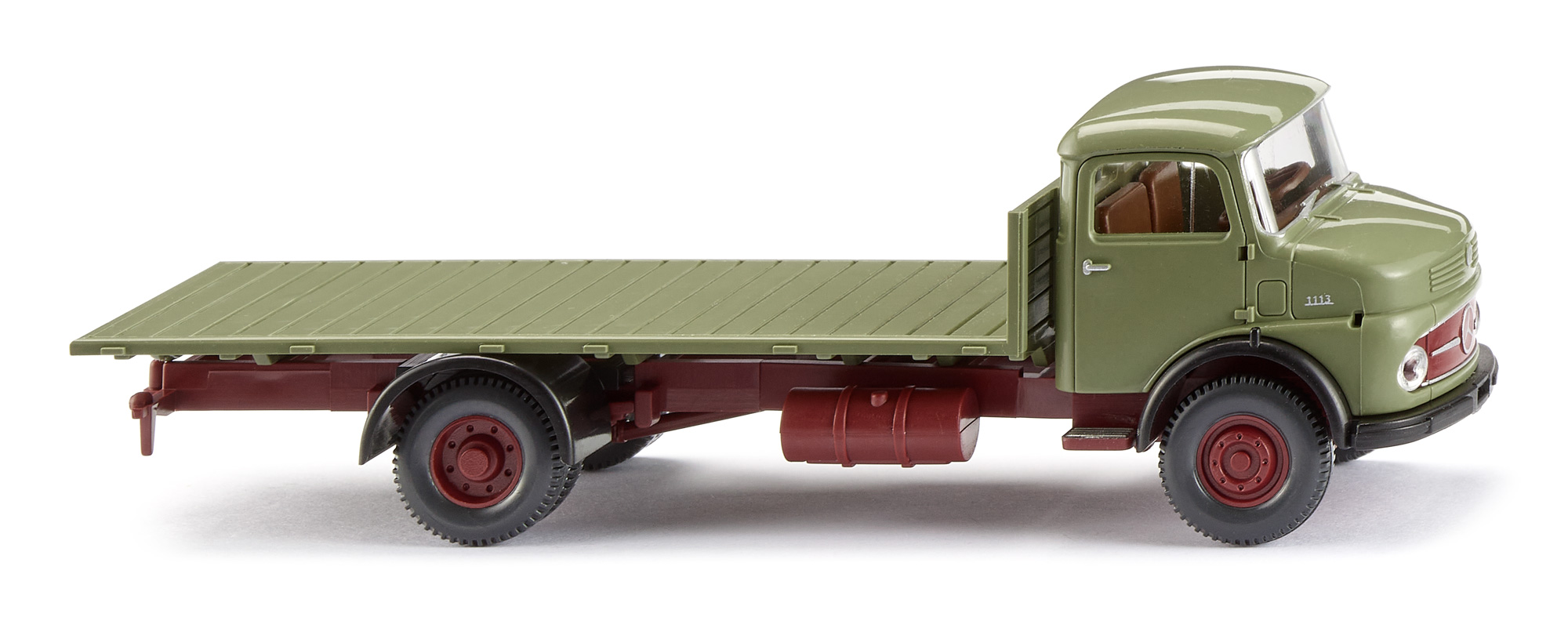 Mercedes-Benz Kurzhauber L 1113 (2. Generation, Baureihe 1113, MoPf (Modellpflege / Facelift) 1964, Modell 1964-1967) Flachpritschen-LKW, schilfgrün, Wiking, 1:87, mb