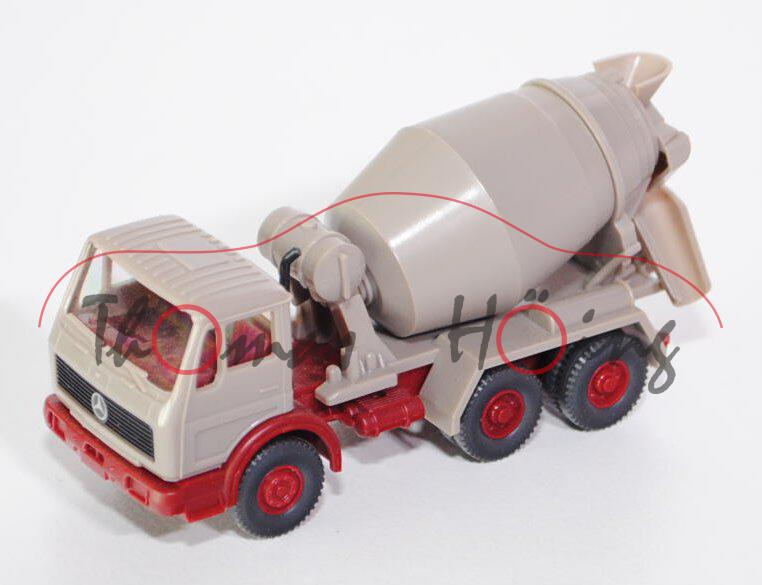 Mercedes 2224 Transport-Betonmischer, graubeige/hell-braunrot, Wiking, 1:87, mb