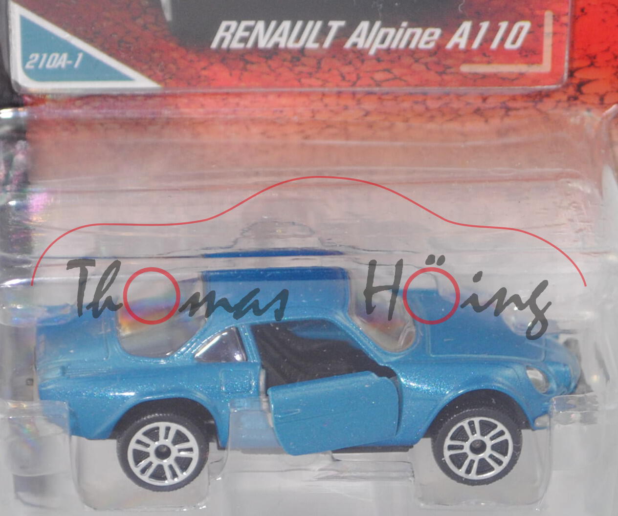 Renault Alpine A110 Berlinette (Modell 1962-1977), hell-azurblaumetallic, majorette, 1:61, Blister