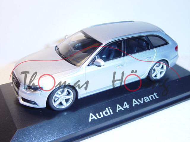 Audi A4 Avant, Mj 2008, eissilber, Minichamps, 1:43, Werbeschachtel