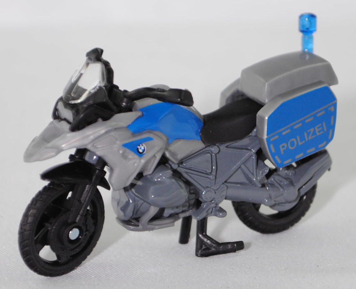 00000 BMW R 1250 GS LCI (5. Generation, Typ K50 (0J91), Facelift 2020, Modell 2020-2023) Polizei Motorrad, silbergrau/basaltgrau, POLIZEI, SIKU SUPER, 1:35, P29f