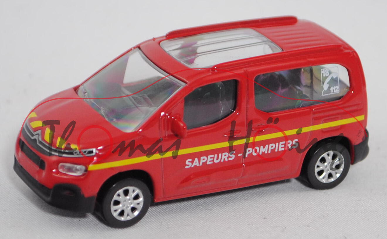 Citroen Berlingo (3. Gen., Modell 2018-), karminrot, SAPEURS - POMPIERS, Norev Multigam, 1:64, mb