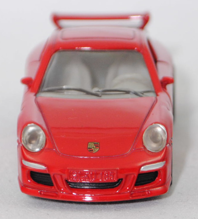 00000 Porsche 911 Carrera S (Typ 997.1 Coupé / 997 MK1 Coupé, Vorfacelift, Modell 2004-2008), dunkel-verkehrsrot, B22a / B22b offen silbergrau, SIKU SUPER, 1:55, m