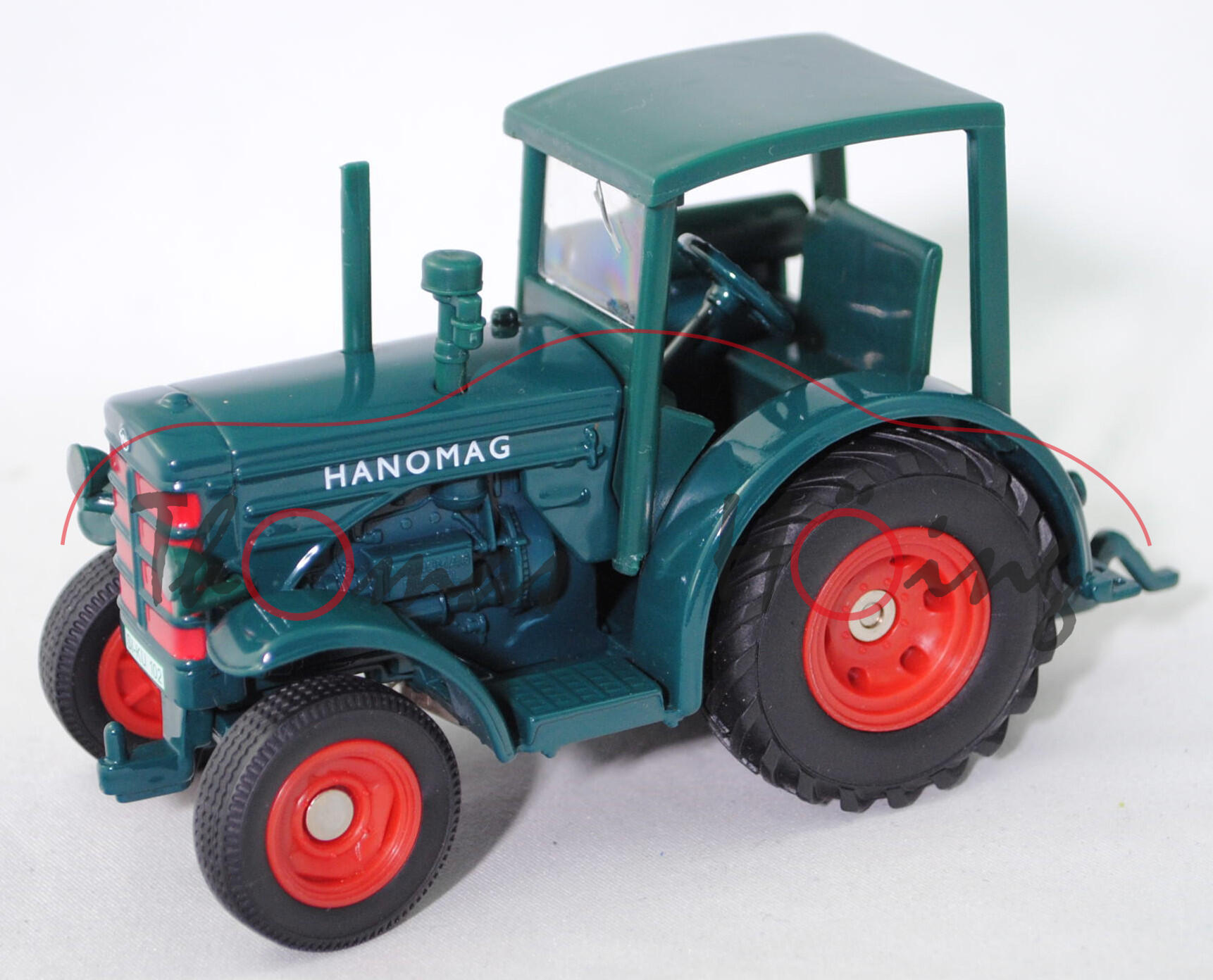 00000 Hanomag R 45 A mit Kabinendach (Modell 1951-1957), blaugrün, Front blaugrün/rot, SIKU, 1:32