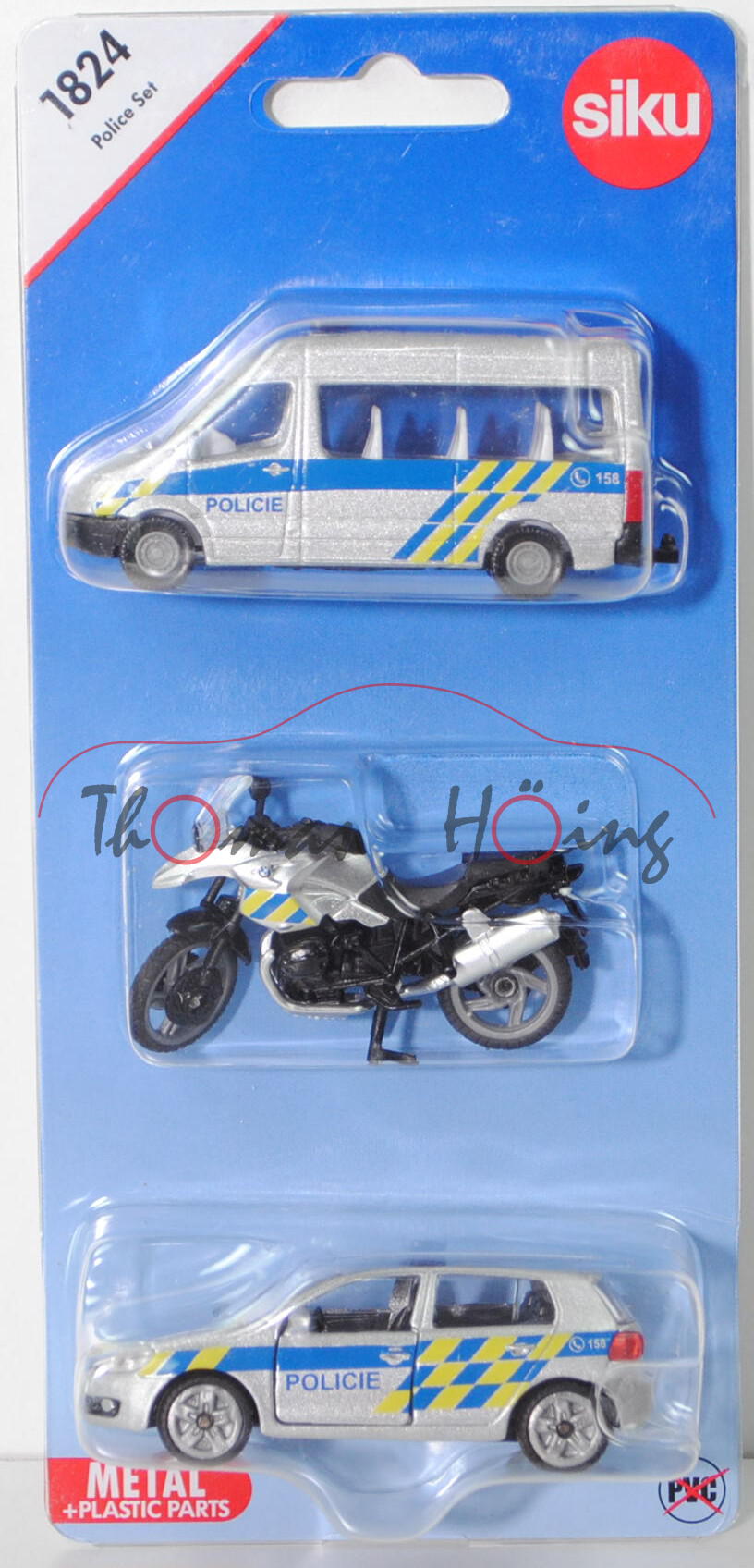 06100 CZ Police Set mit Mercedes-Benz Sprinter II + BMW R1200 GS + VW Golf VI, POLICIE, P29e Limited