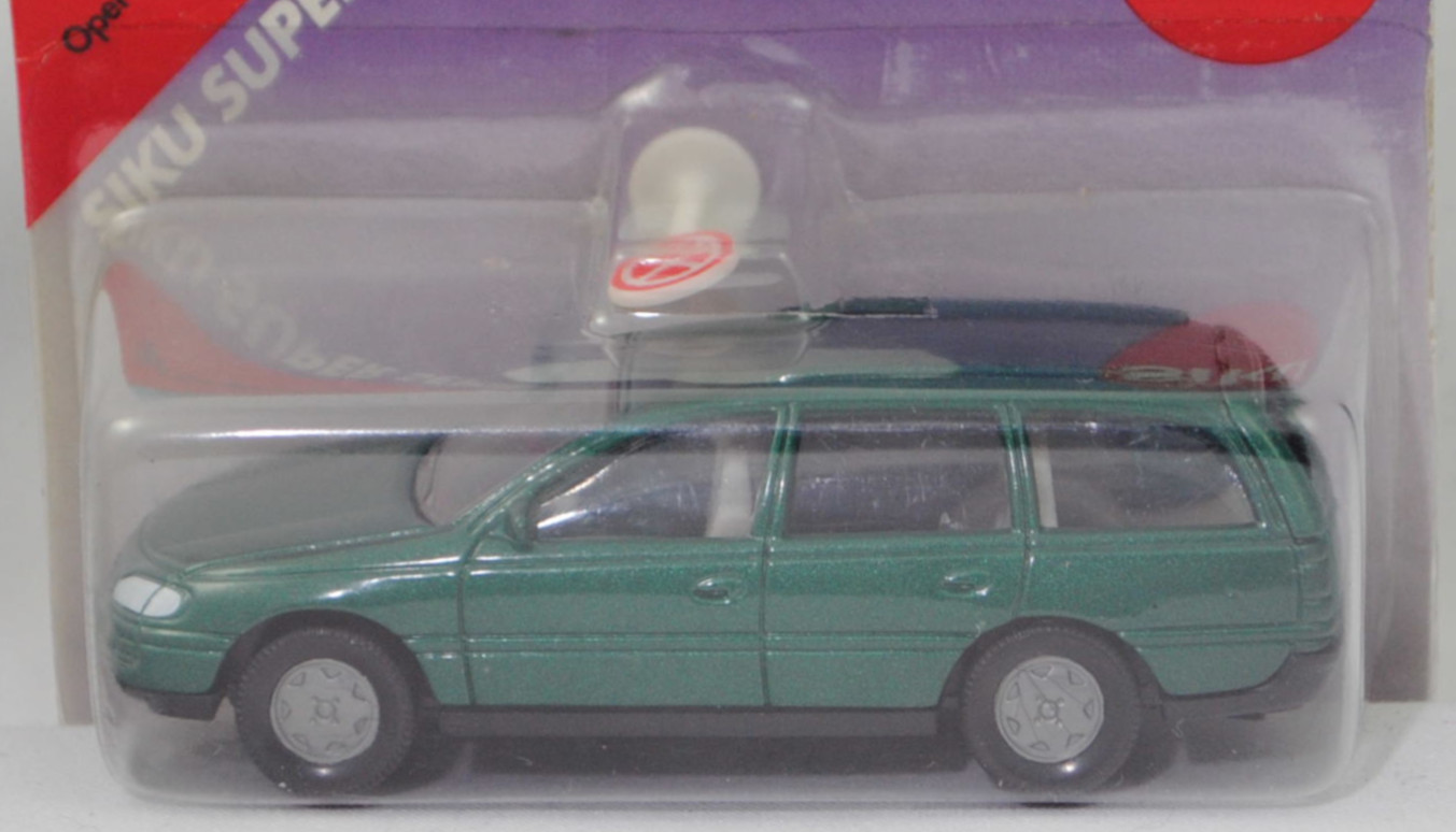 00001 Opel Omega B Caravan 2.0 16V (2. Generation, Vorfacelift (Omega B1), Modell 1994-1997), moosgrünmetallic, Bpr. 2.0 16V auseinander geschrieben, SIKU SUPER, 1:57, P27