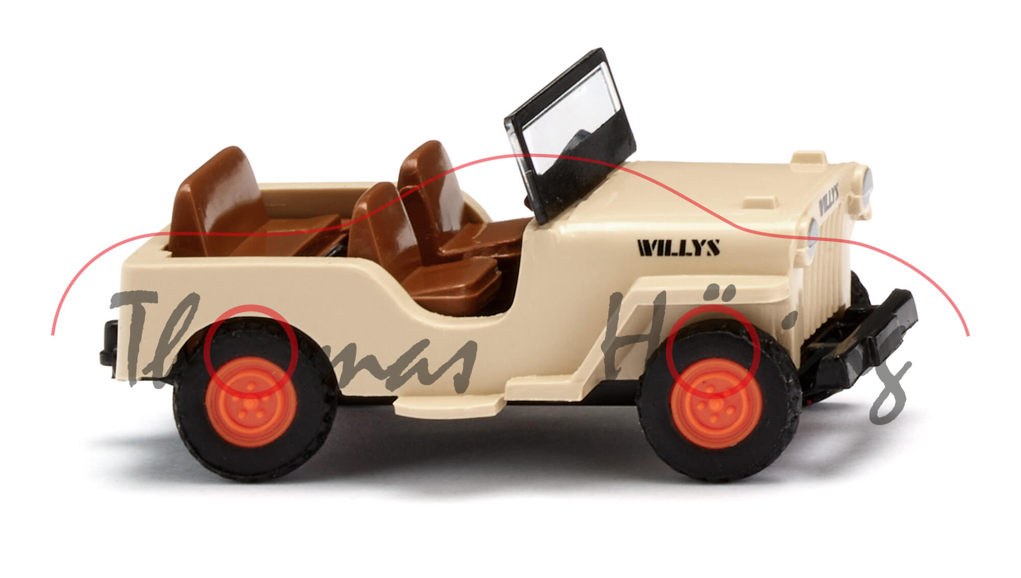 Willys Jeep CJ-3A (3. Generation, CJ = Civilian Jeep, Modell 1951-1953) (Farm Jeep), elfenbeinbeige, Wiking, 1:87, mb