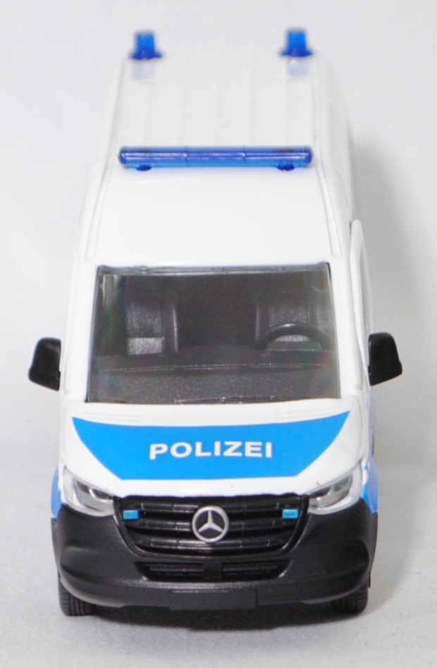 00001 Mercedes-Benz Sprinter III Tourer (W 907, Modell 2018-2021) 319 CDI L2 Bundespolizei Mannschaftswagen, reinweiß, POLIZEI mittig auf der Motorhaube, SIKU SUPER, 1:50, L17mpK