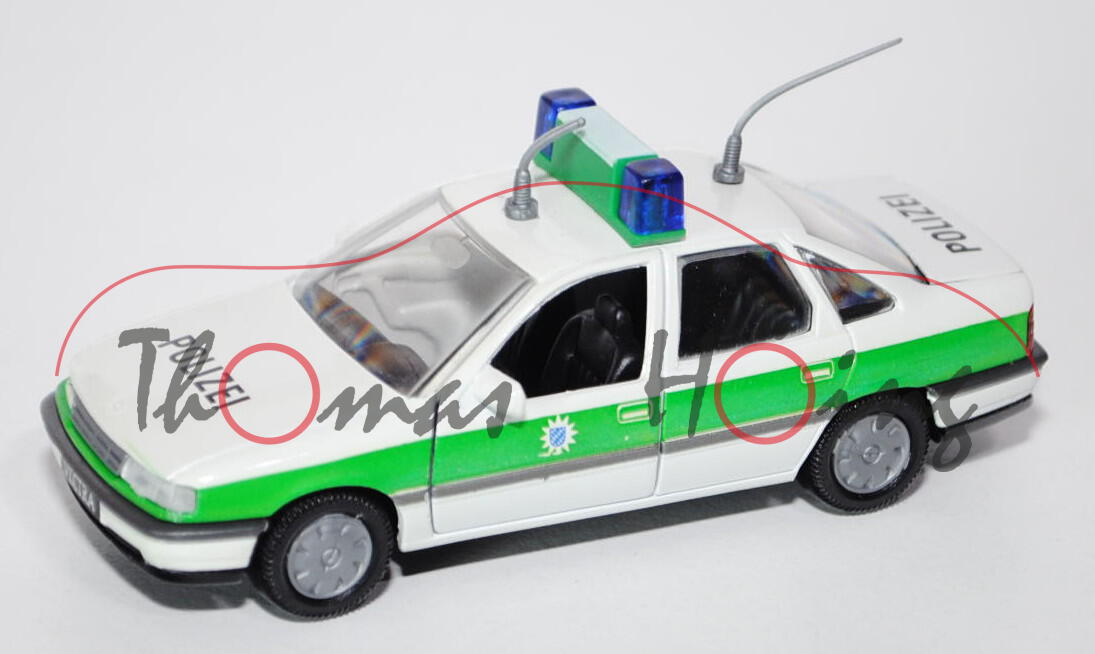 Opel Vectra (Typ A, Viertürer, Stufenheck) Polizei Bayern, Modell 1988-1992, reinweiß/gelbgrün, POLI