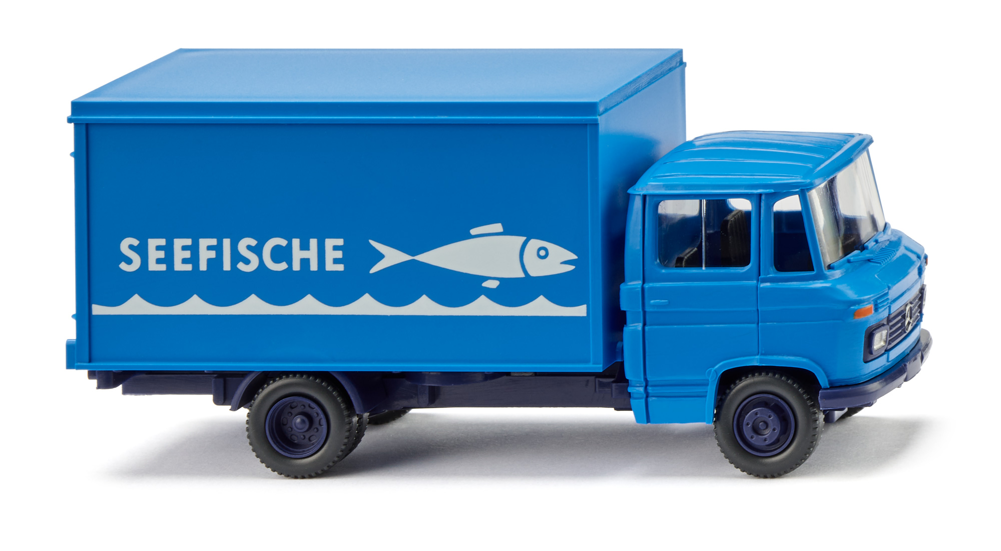 Mercedes-Benz Großtransporter L 608 D (T 2 alt / DüDo, Baumuster 310, Vor-MoPf, Modell 1968-1977) Lieferwagen, himmelblau, SEEFISCHE, Wiking, 1:87, mb