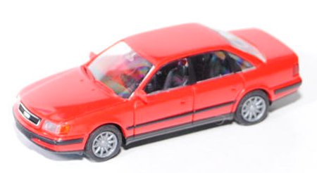 Audi 100 quattro (C4), Modell 1990-1994, verkehrsrot, mit 10-Speichen-Felgen, Rietze, 1:87, mb