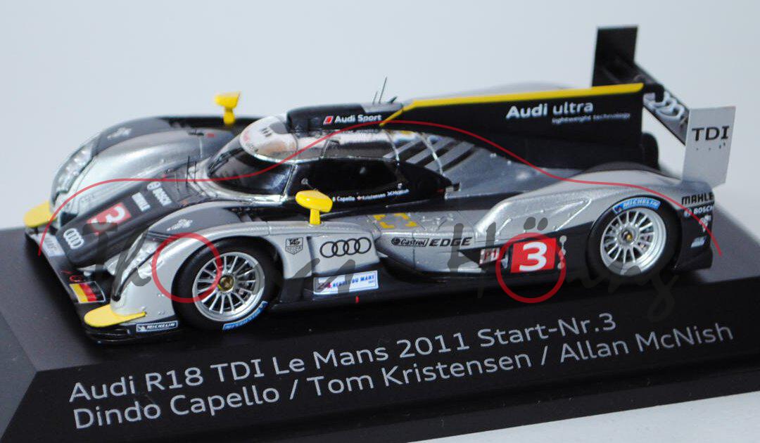 Audi R18 TDI, Le Mans 2011, schwarz/silber, Dindo Capello / Tom Kristensen / Allan McNish, Nr. 3, 1: