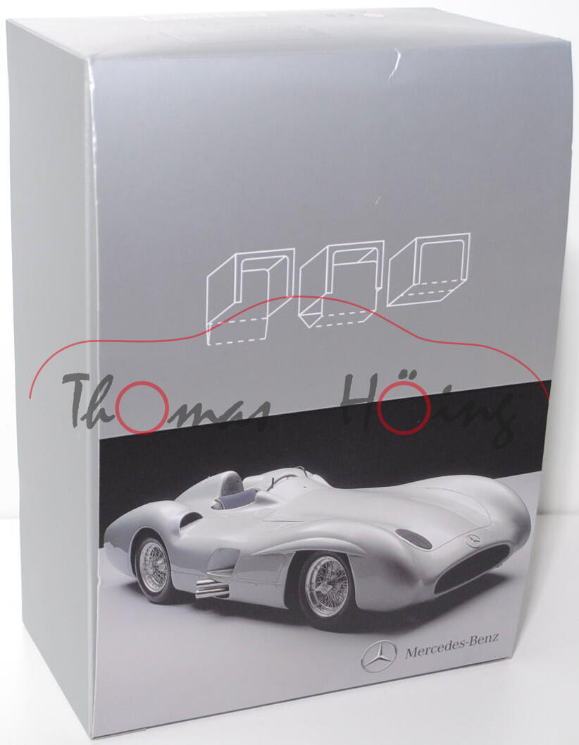 leerer Display-Karton für Mercedes-Benz W 196 R Stromlinie, Modell 1954, silber, 1:64, Norev, Werbes