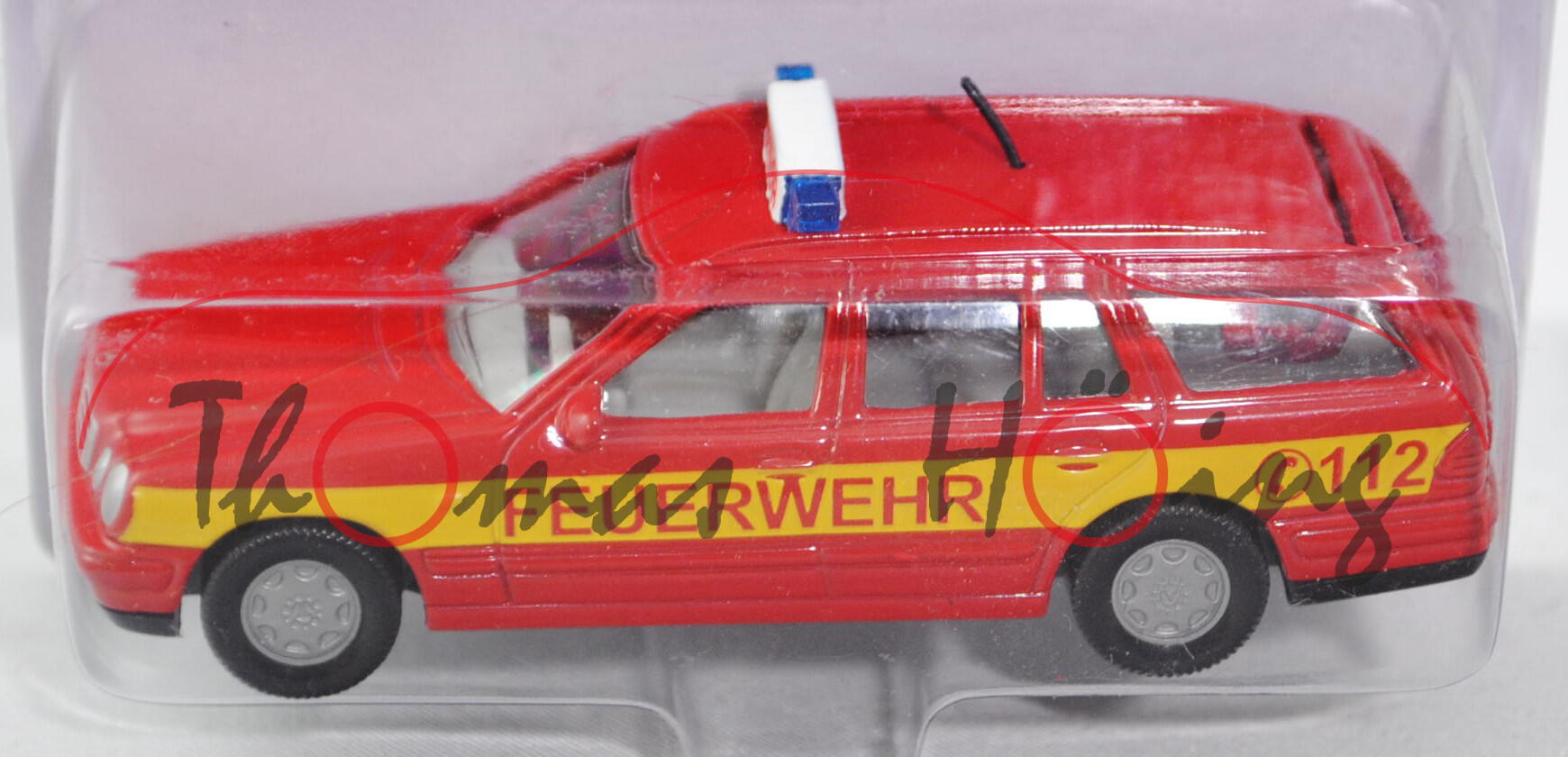 00000 Mercedes-Benz E 290 Turbodiesel T (S 210, Mod. 96-99) Feuerwehr-Einsatzleitwagen, rot, FEUERWEHR C 112, mit Druck TURBODIESEL, SIKU, 1:56, P26 offen