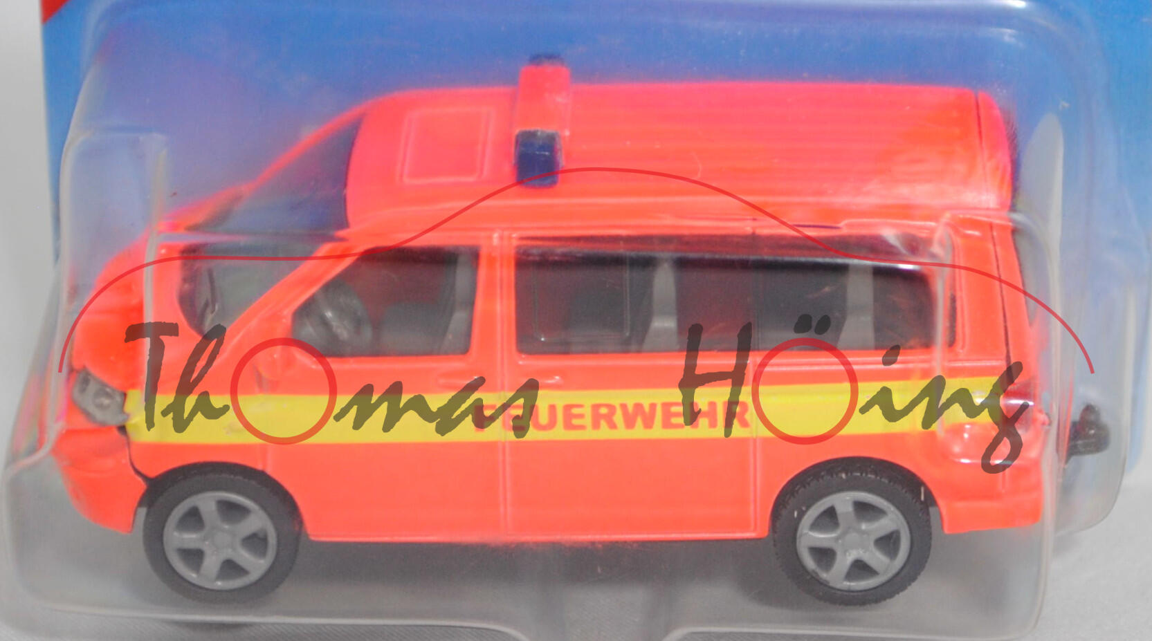 00401 VW T5.1 Multivan (Modell 2003-2009) Feuerwehr, leuchthellrot, FEUERWEHR, SIKU, 1:58, P28b