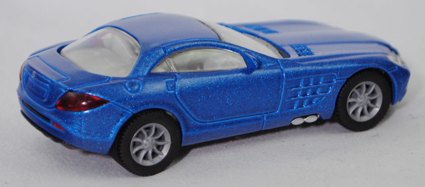 00002 Mercedes-Benz SLR McLaren (1. Generation, C 199, Modell 2004-2008), verkehrsblaumetallic, Bpr. 1004, B25a / B25b silbergrau, SIKU SUPER, 1:55, m