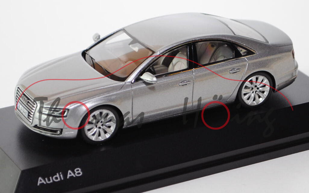 Audi A8 (D4, Typ 4H, Facelift, Mod. 2013-2017, florettsilber, Minimax / Spark, 1:43, Werbeschachtel