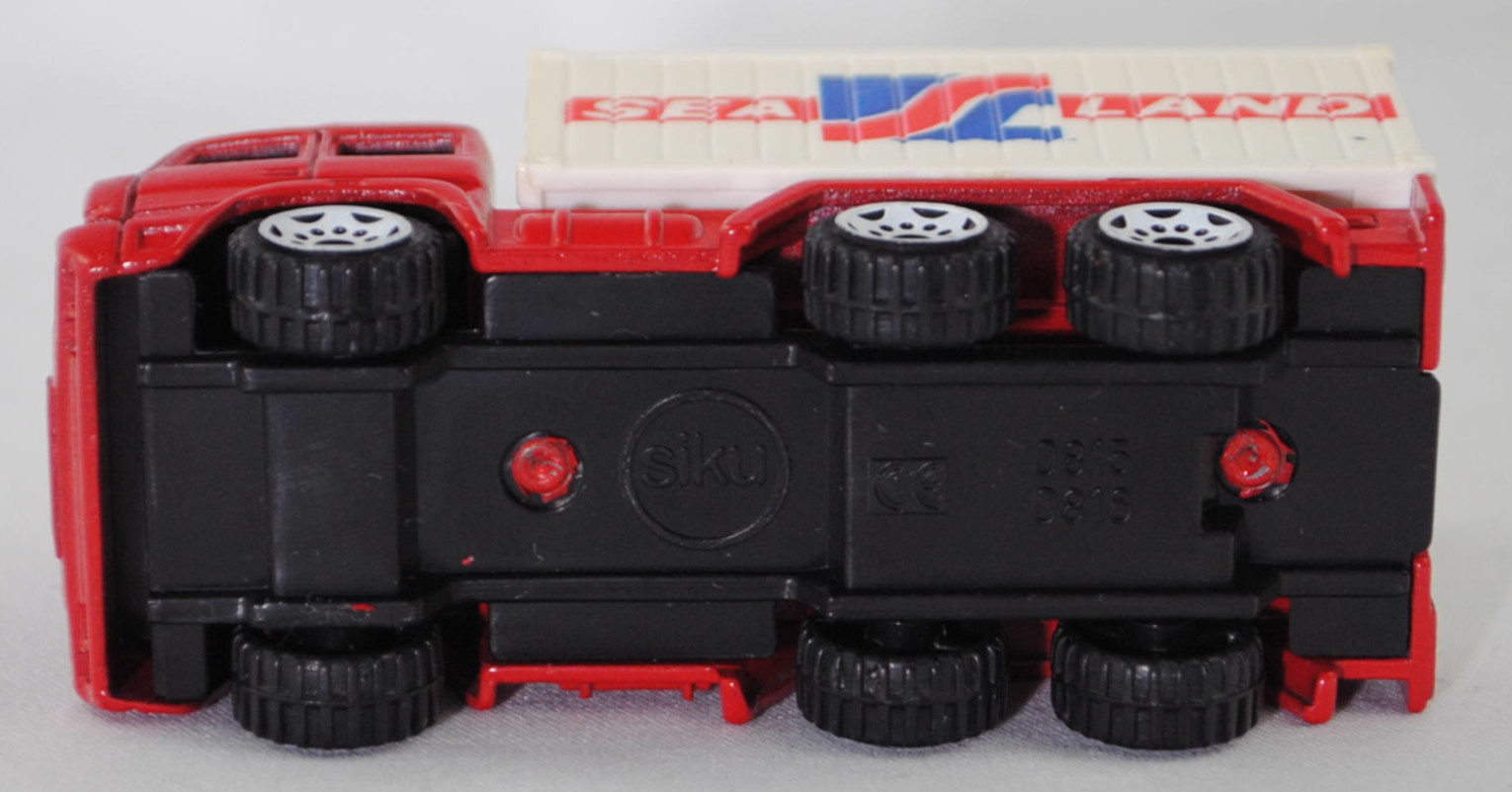 00000 Iveco TurboStar 240-36 6x2 (Modell 1987-1990) Container-Transporter, karminrot, Bpr. 0815 / 0816, C3 reinweiß, 1:86, Container reinweiß, SEA LAND, 1:121, SIKU SUPER, m