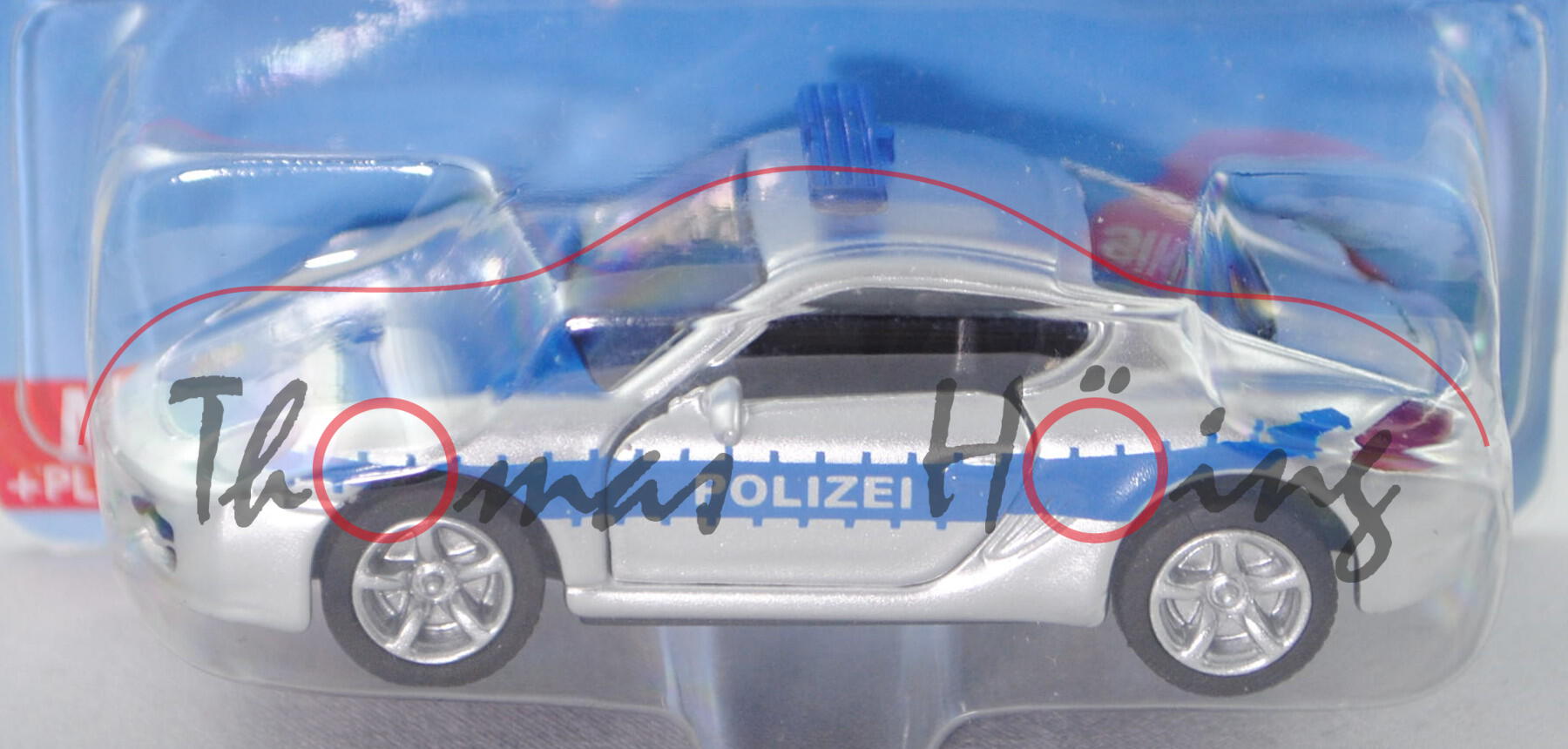 00010 Porsche Cayman S (Typ 987c, Mod. 2005-2009) Autobahn-Streifenwagen, silber/blau, POLIZEI, P29e