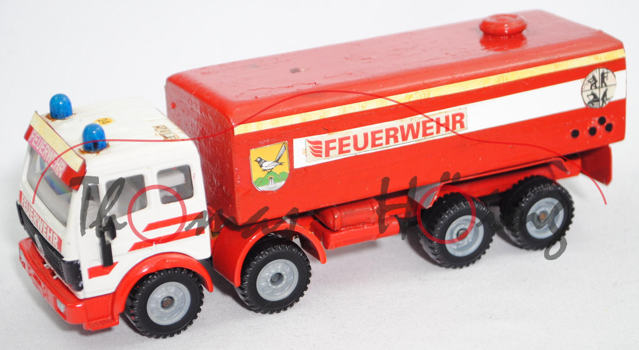 Mercedes-Benz SK (Typ SK-I, Modell 1989-1994) Tankwagen, weiß, FEUERWEHR, SIKU, 1:55, Umbau