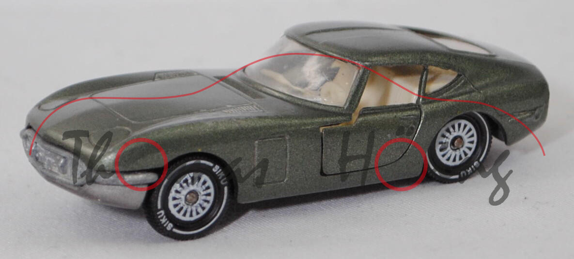 BR Toyota 2000 GT (1. Generation, MF-10, Facelift 1969, Modell 1969-1970), dunkel-olivgrünmetallic, innen cremeweiß, SIKU Brasilien / MINIATURAS REI, 1:60, m- (Limited Edition)