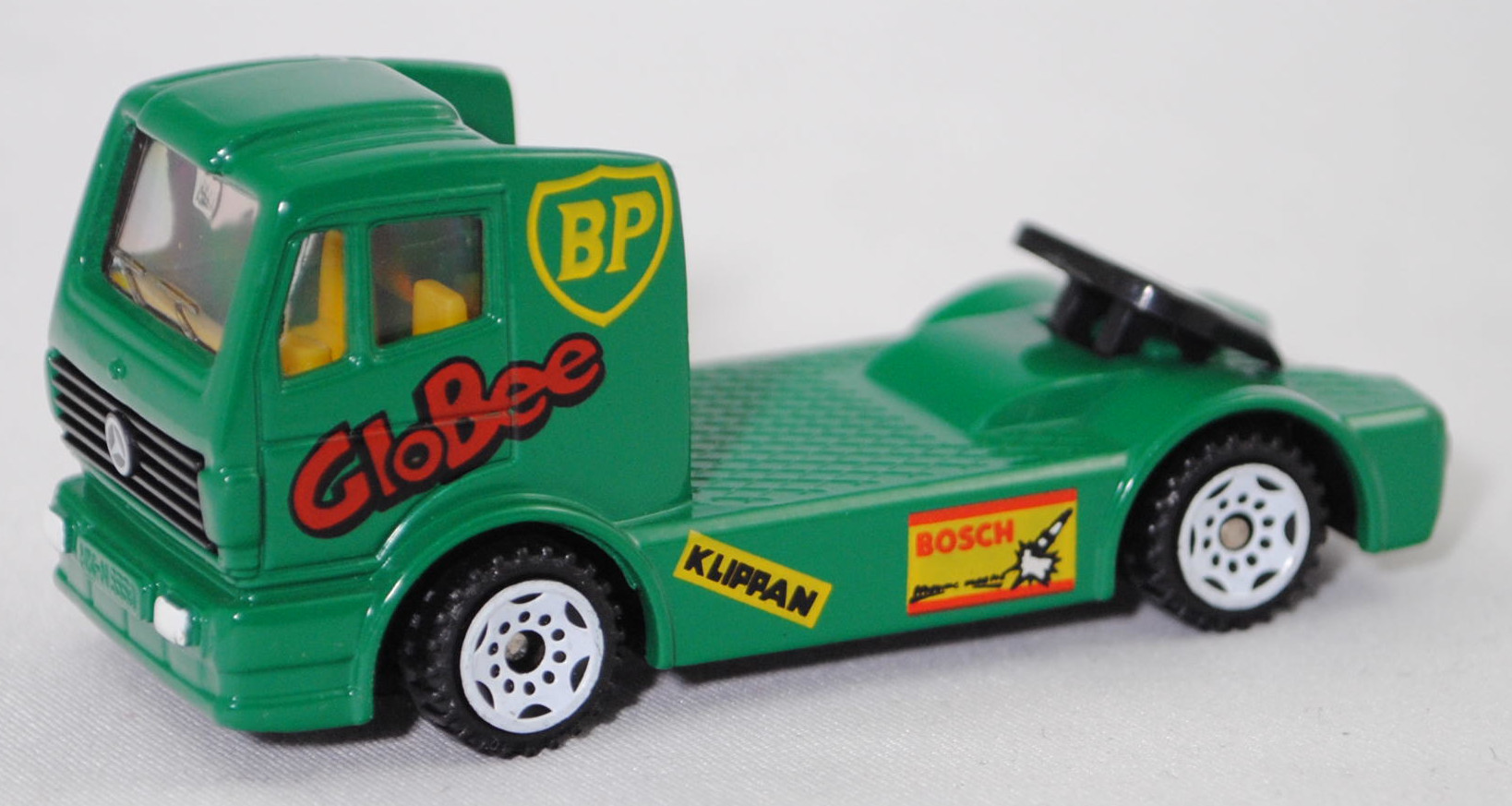 00000 Mercedes-Benz 1450 S (Modell 1989-1993) Renntruck (Truck-Racing-Europameisterschaft, Klasse C), türkisgrün, GloBee / BP / KLIPPAN / BOSCH, Bpr. 0818, C3, SIKU SUPER, 1:83, m