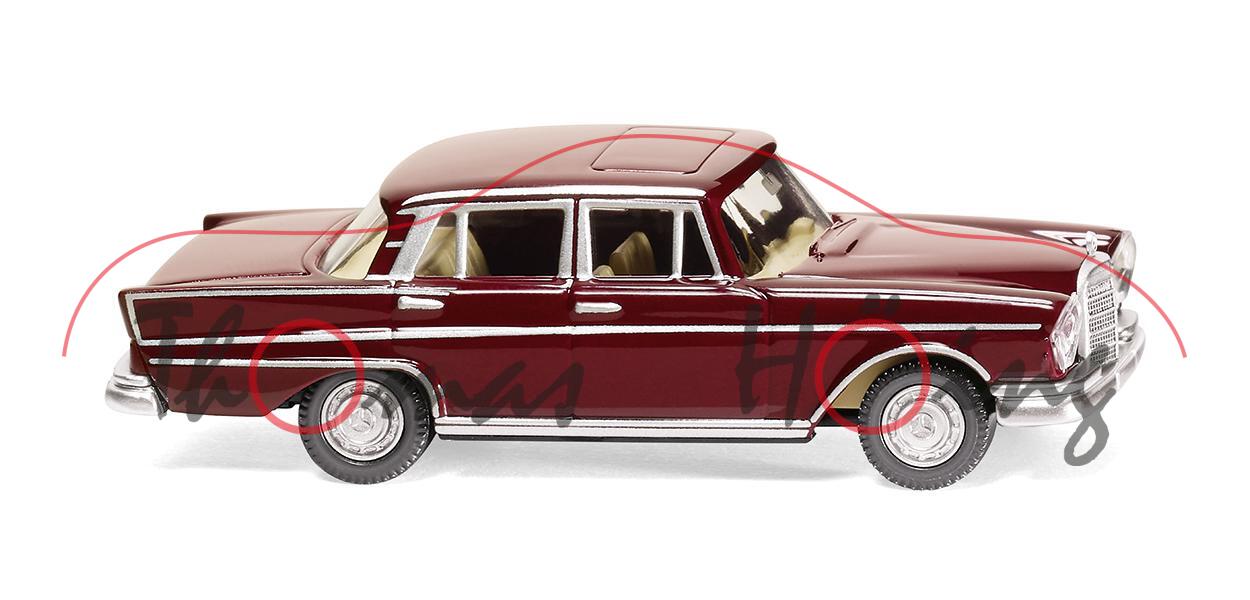 Mercedes-Benz 300 SE (Baureihe W 112, Modell 1961-1965), bordeauxrot, Wiking, 1:87, mb