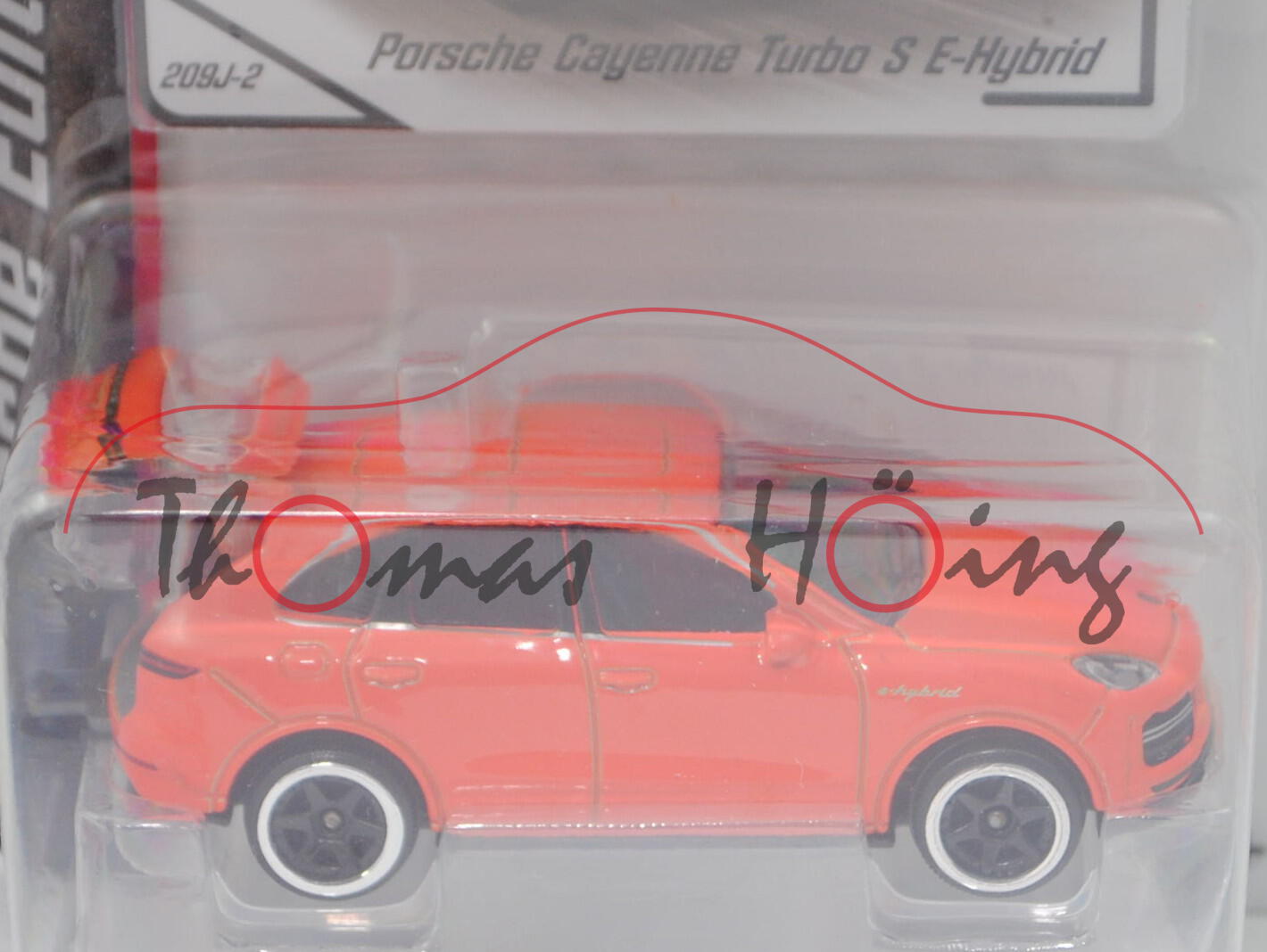 Porsche Cayenne Turbo S E-Hybrid (3. Gen., Mod. 2019-), dunkel-lachsorange, majorette, 1:64, Blister