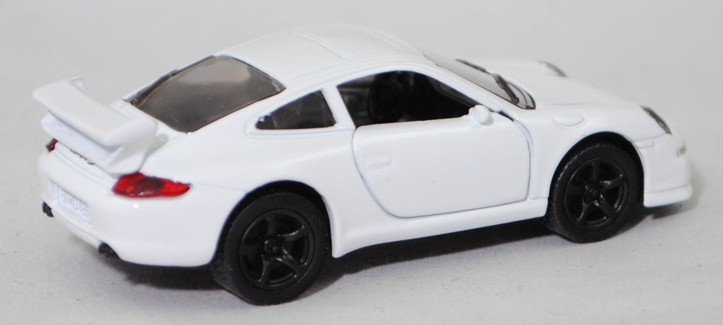 00004 Porsche 911 Carrera S (Typ 997.1 Coupé / 997 MK1 Coupé, Vorfacelift, Modell 2004-2008), reinweiß, B22a / B22b geschlossen schwarz, SIKU SUPER, 1:55, m