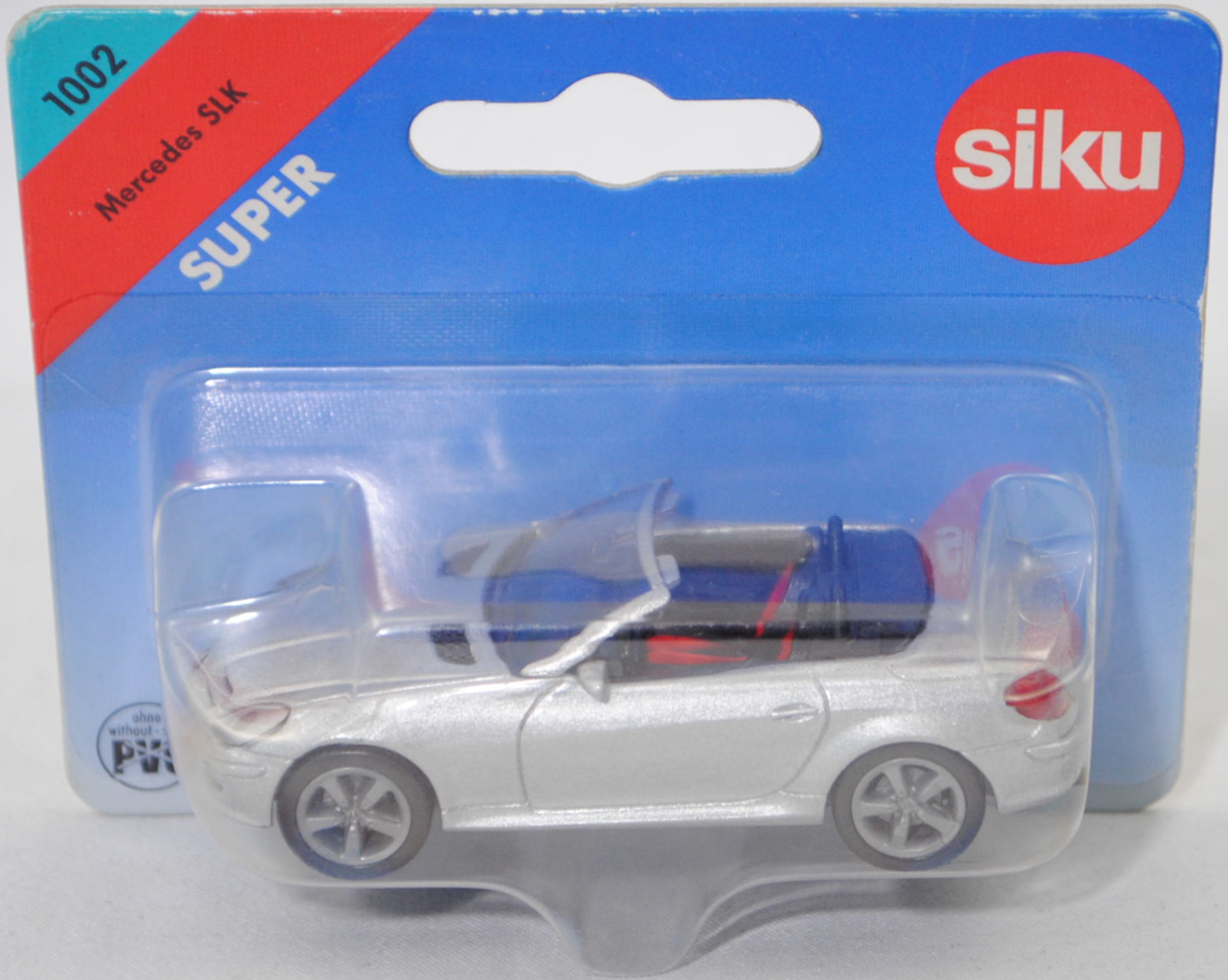 00001 Mercedes-Benz SLK 350 (interne Baureihenbezeichnung R 171, Vor-MoPf, Modell 2004-2008), silbergraumetallic Bpr. MERCEDES BENZ SLK 350 und 1002, SIKU SUPER, 1:55, P28b