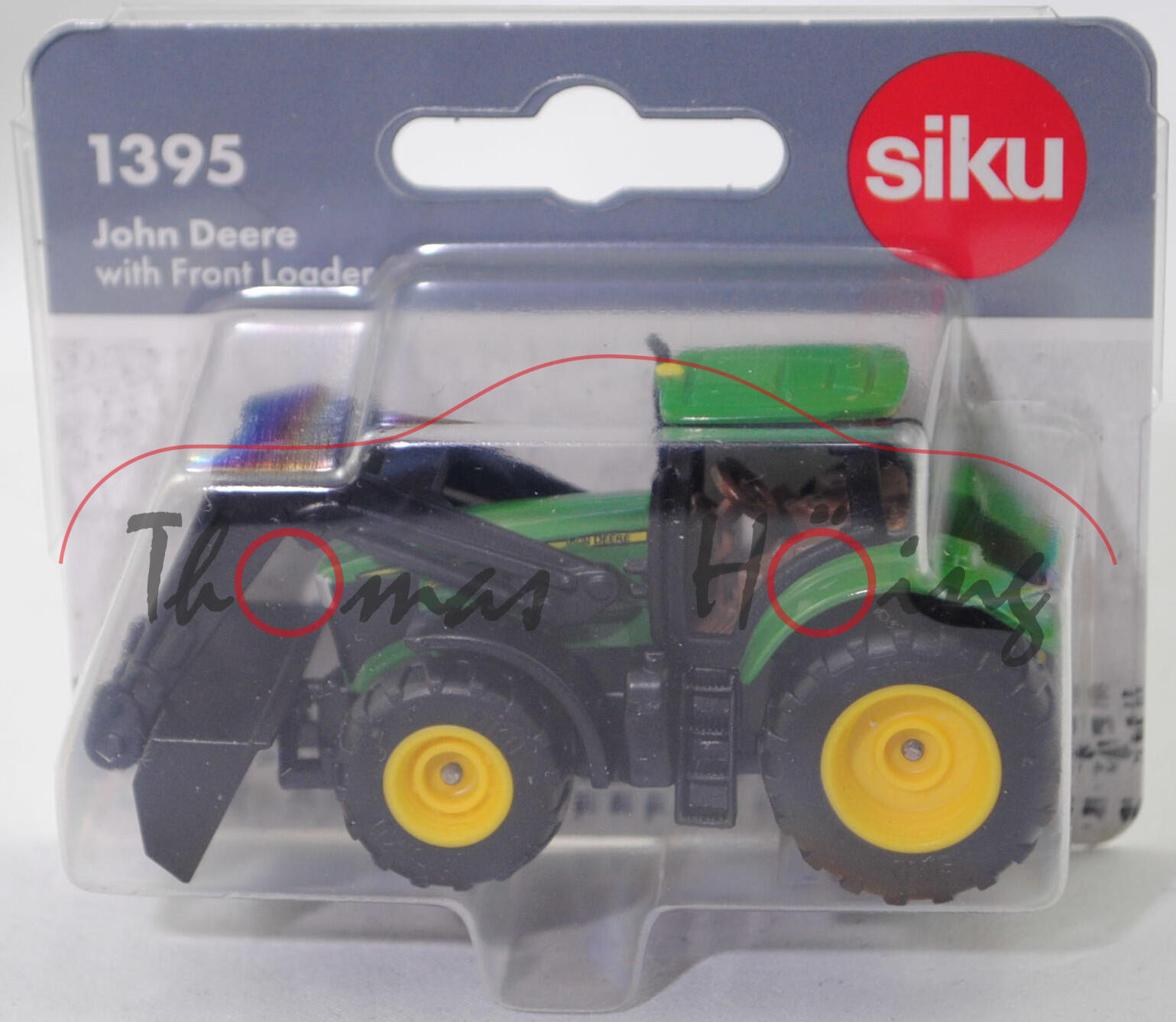 00000 John Deere 6215R ULTIMATE (2. Generation, Modell 2014-2022) mit John Deere Frontlader 663R NSL und Erdschaufel, smaragdgrün/mattschwarz, SIKU SUPER, 1:76, P29f